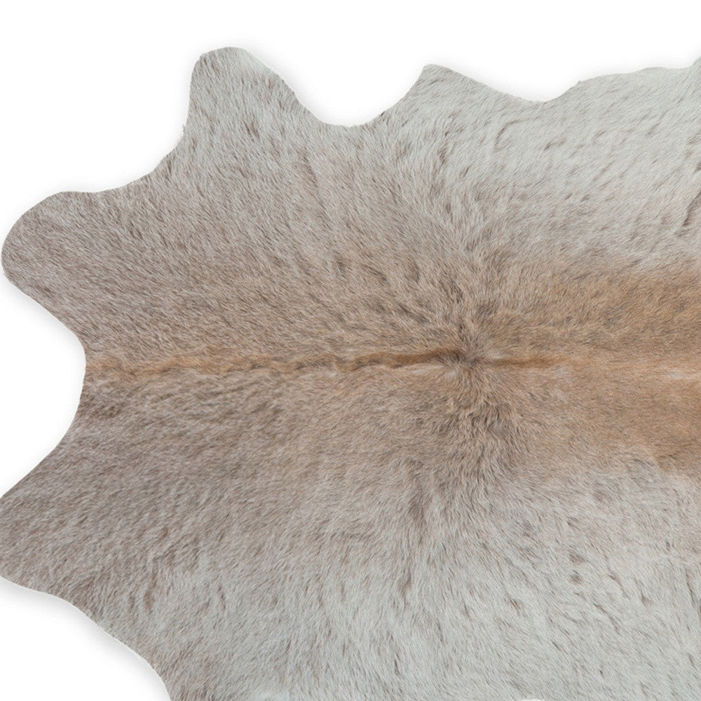 2" X 3" Taupe And White Calfskin - Area Rug