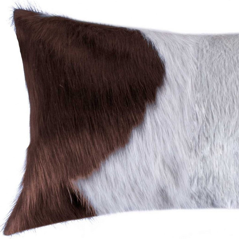 12" X 20" Off White Cowhide Pillow