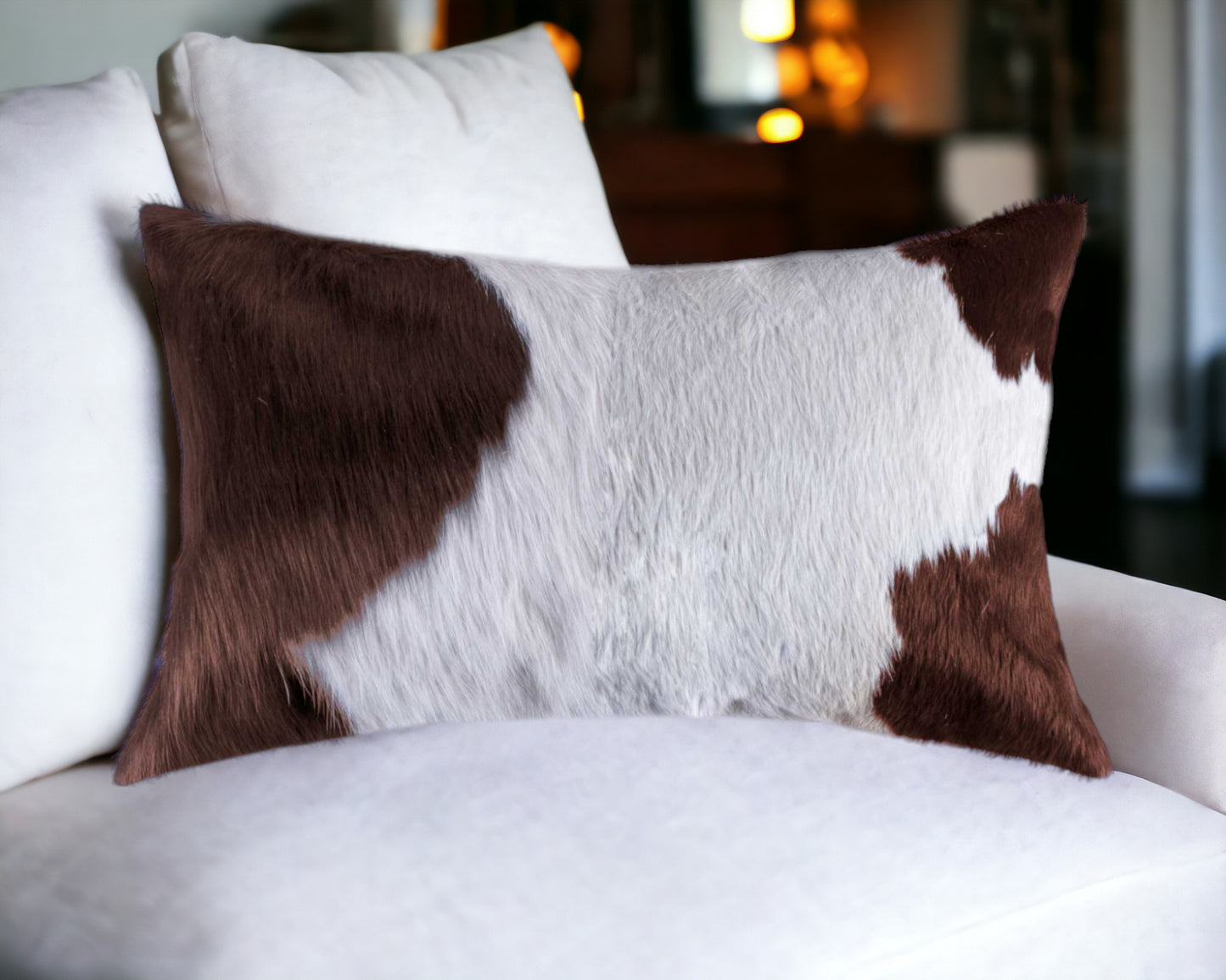 12" X 20" Off White Cowhide Pillow