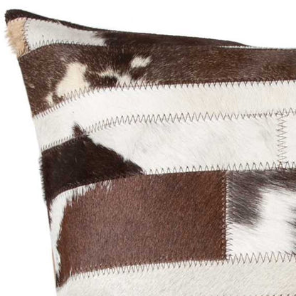 18" Chocolate And Ivory Striped Cowhide Throw Pillow