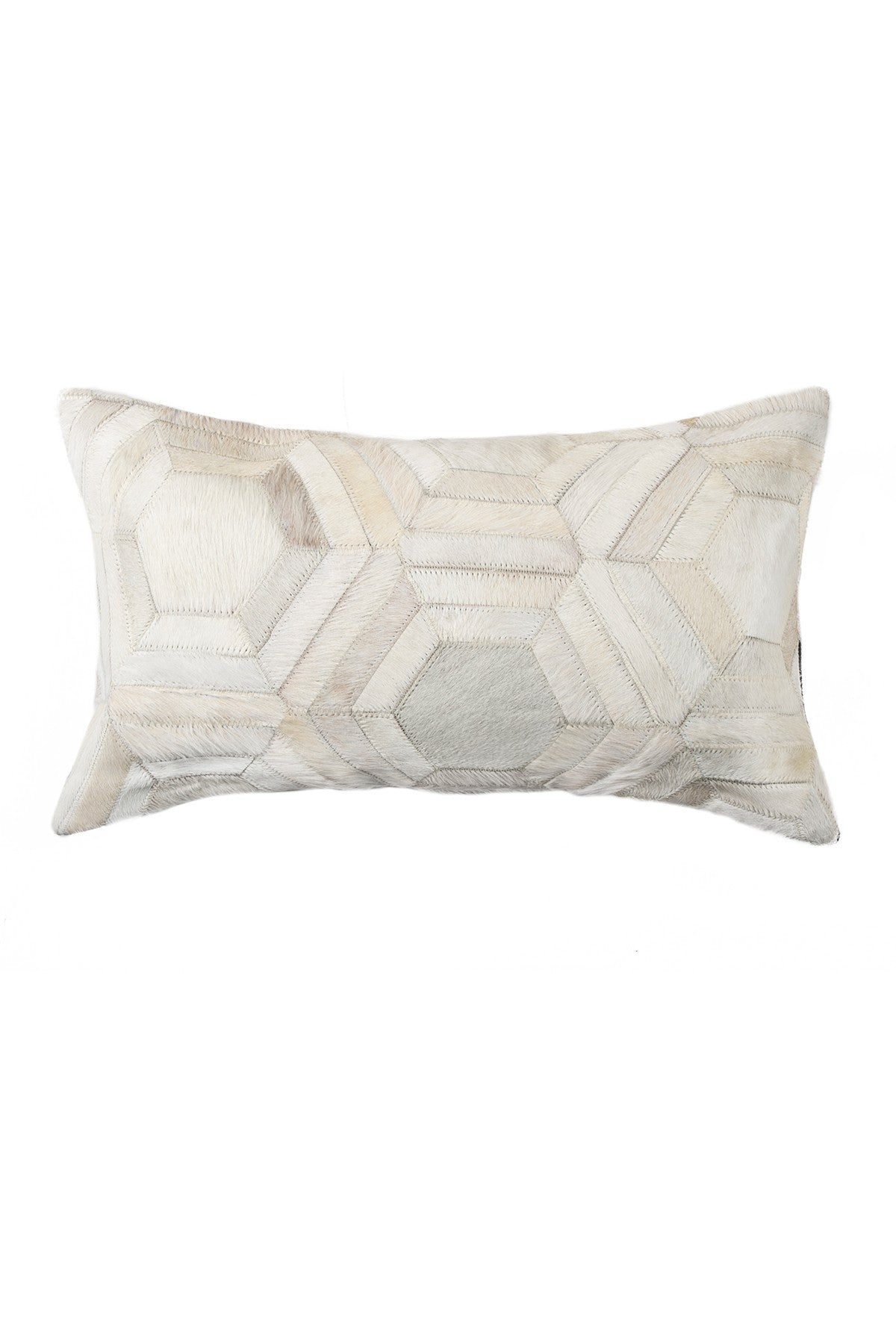 12" X 20" Off White Cowhide Pillow