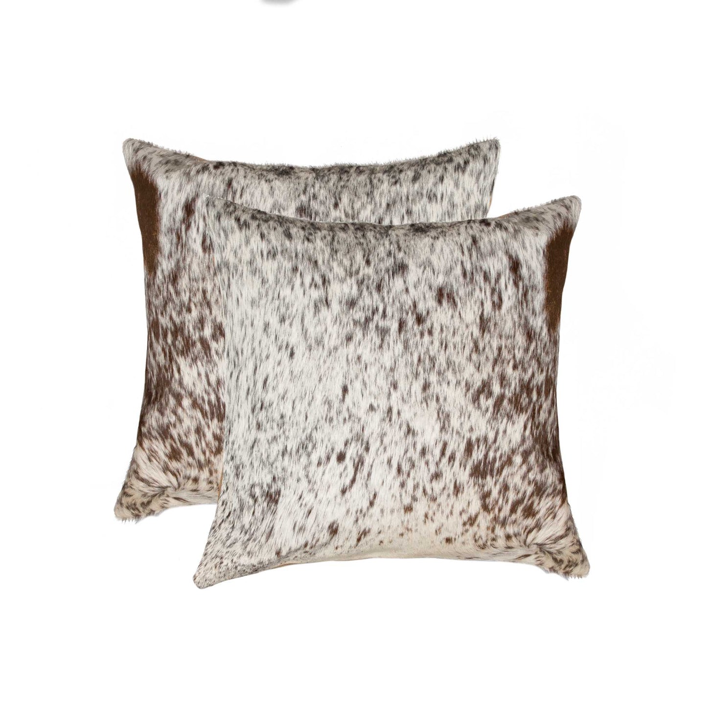 Set of Two 18" Brown and White Cowhide Throw Pillow