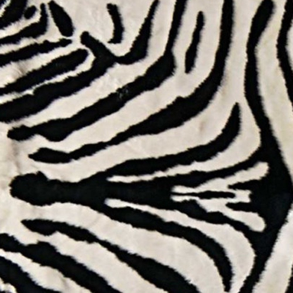 5' X 7' Black And White Faux Cowhide Zebra Print Area Rug