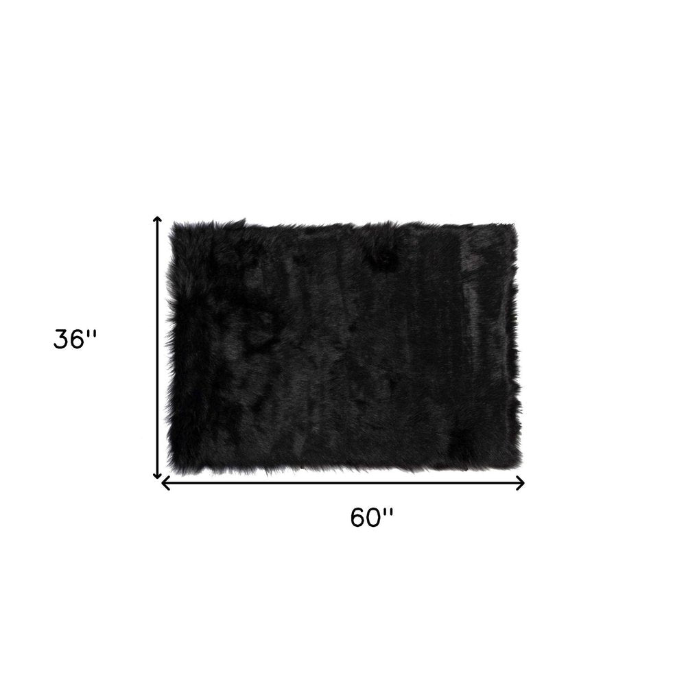 3' X 5' Off White Faux Fur Shag Area Rug