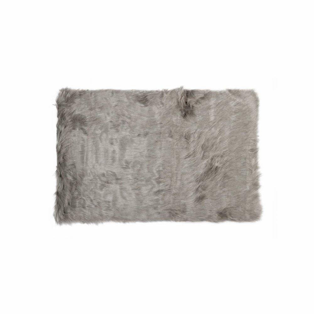 3' X 5' Off White Faux Fur Shag Area Rug