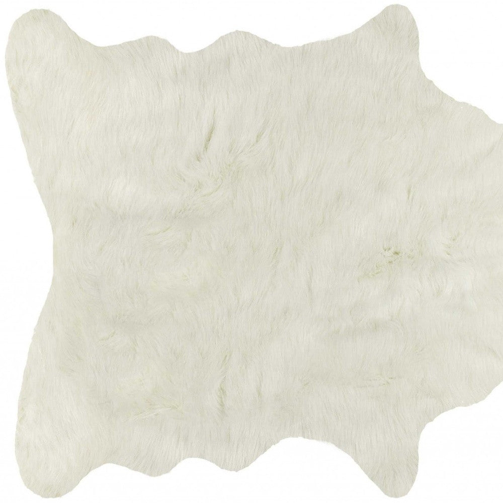 5' X 8' Super Soft Off White Faux Hide Area Rug