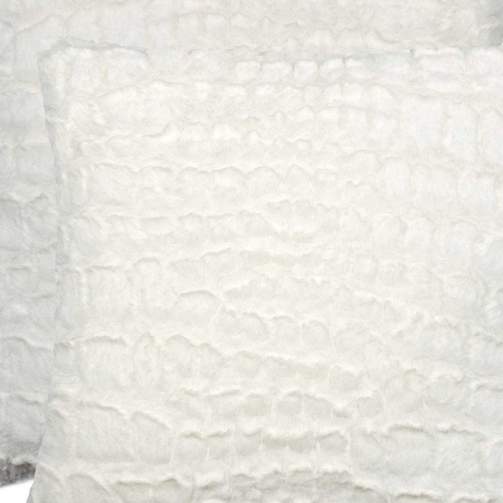 Set of Two Ivory Faux Fur Throw Pillow