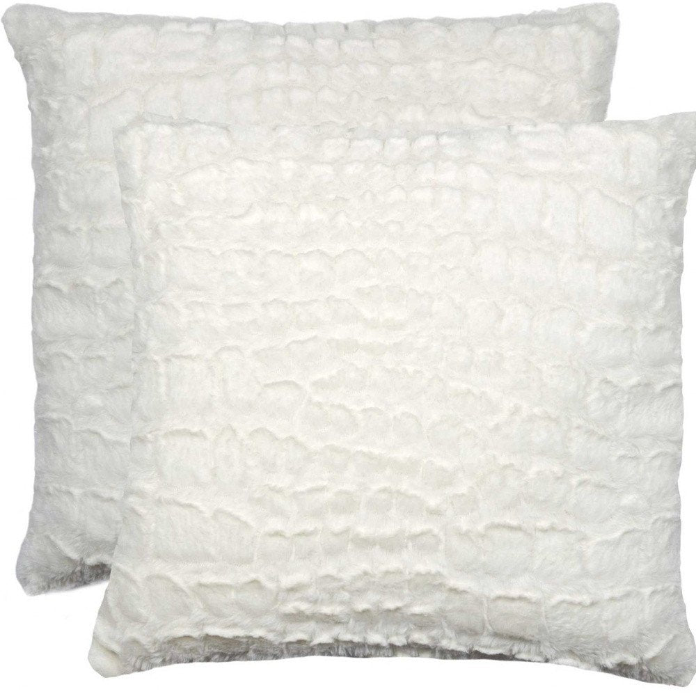 Set of Two Ivory Faux Fur Throw Pillow
