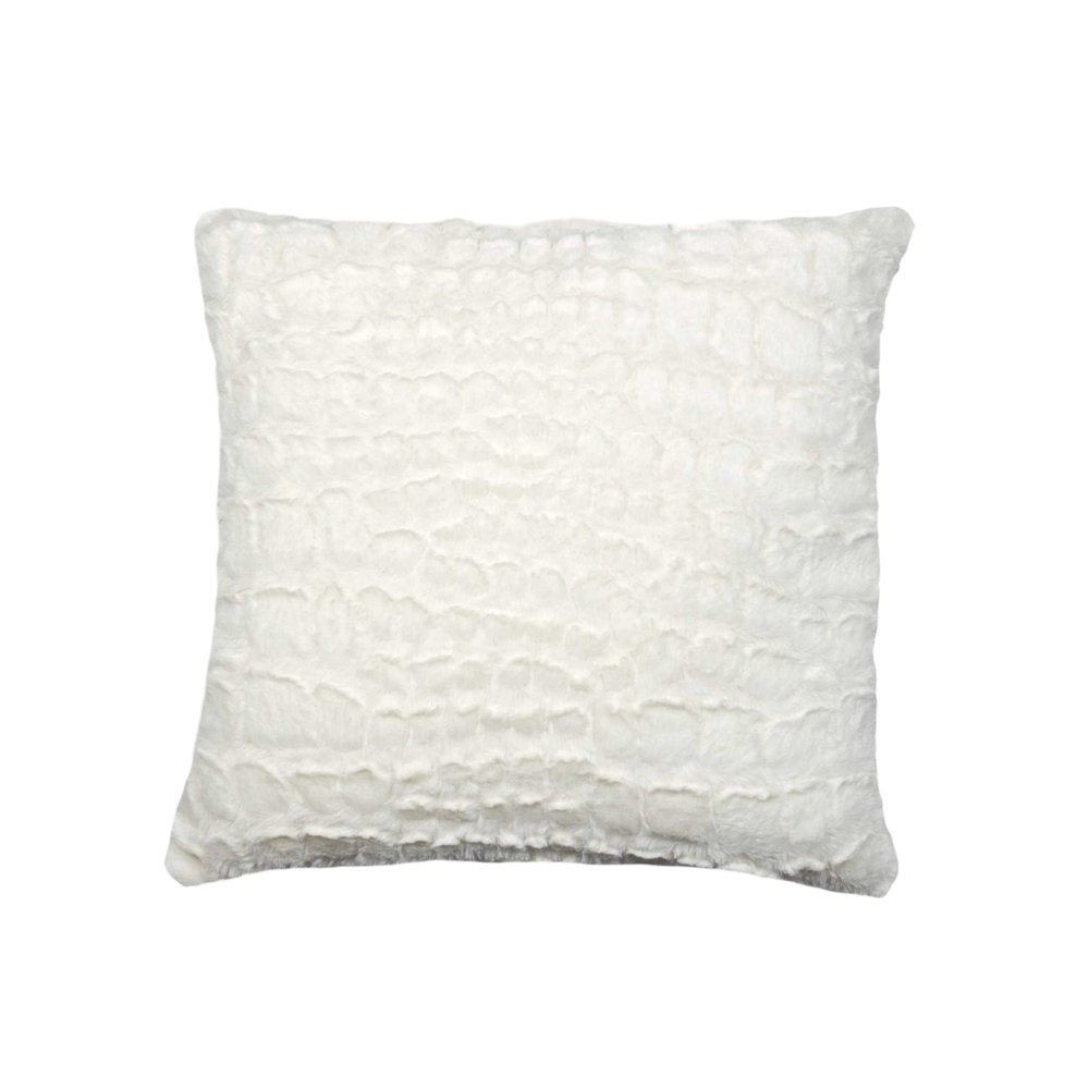 Set of Two Ivory Faux Fur Throw Pillow