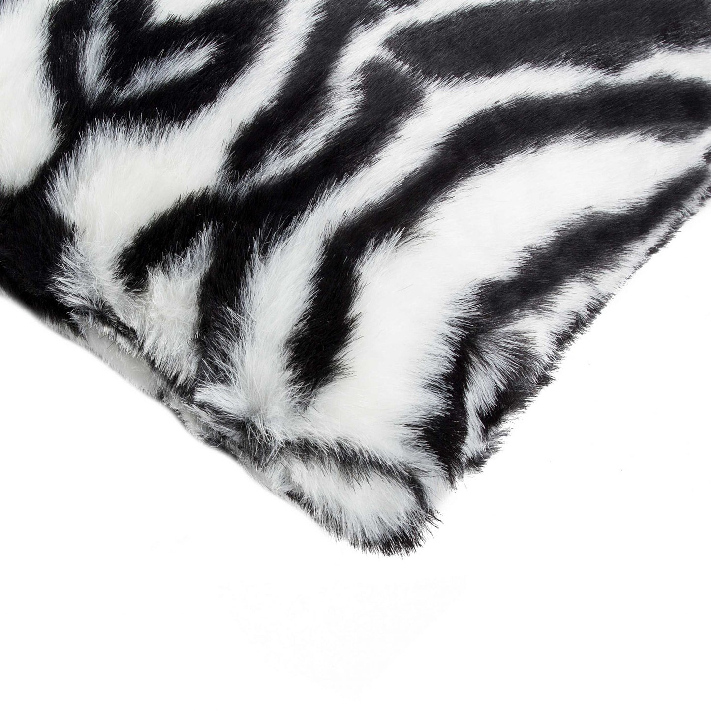 Set of Two 18" Black and White Faux Fur Throw Pillow