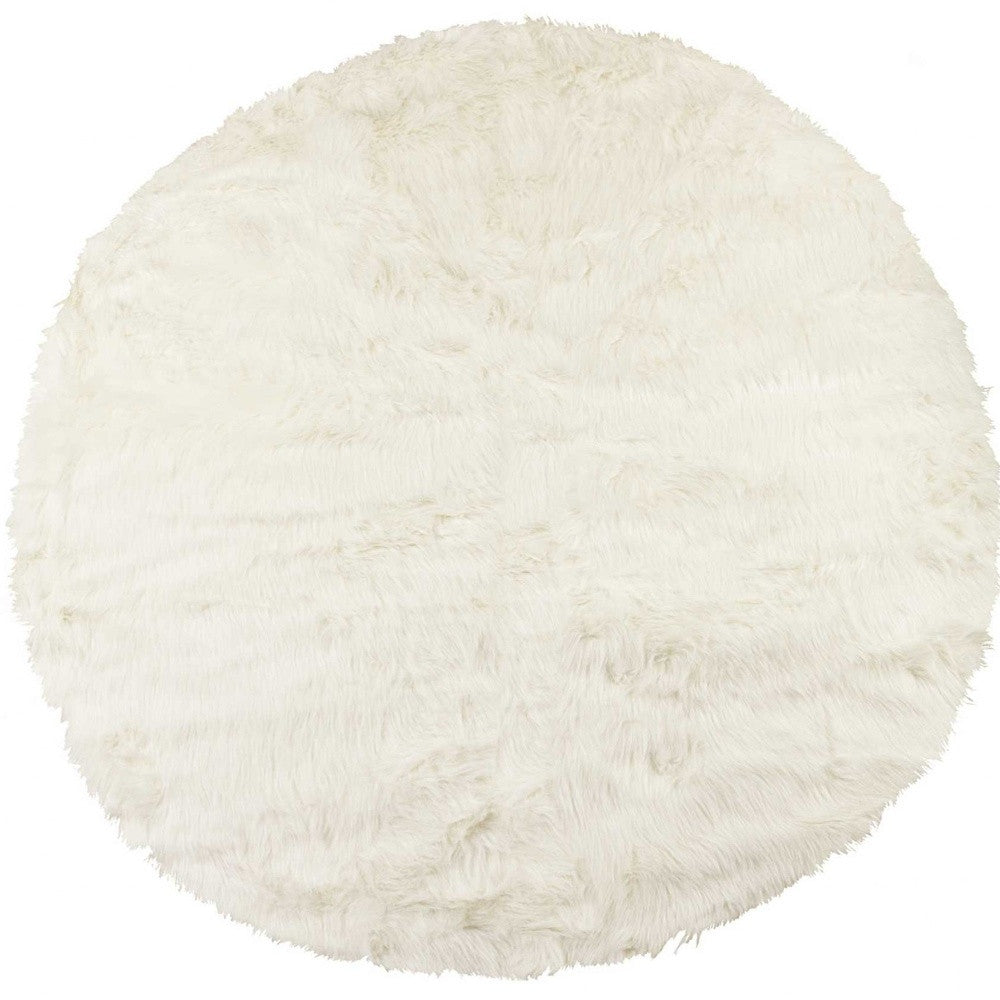 72" Off White Circular Faux Fur Area Rug