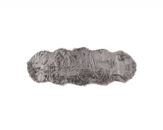 2' X 6' Gray Sheepskin Double - Area Rug