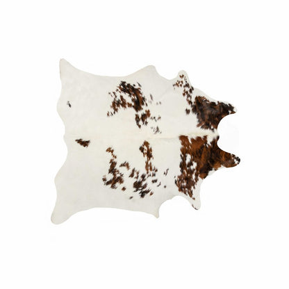 6' X 7' Brown And White Cowhide Cowhide Print Area Rug