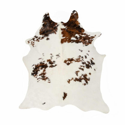 6' X 7' Brown And White Cowhide Cowhide Print Area Rug