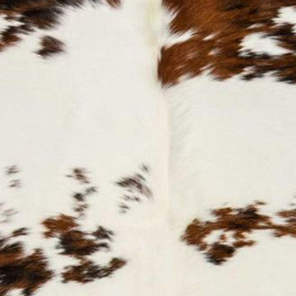 6' X 7' Brown And White Cowhide Cowhide Print Area Rug