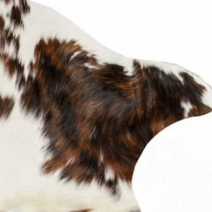 6' X 7' Brown And White Cowhide Cowhide Print Area Rug