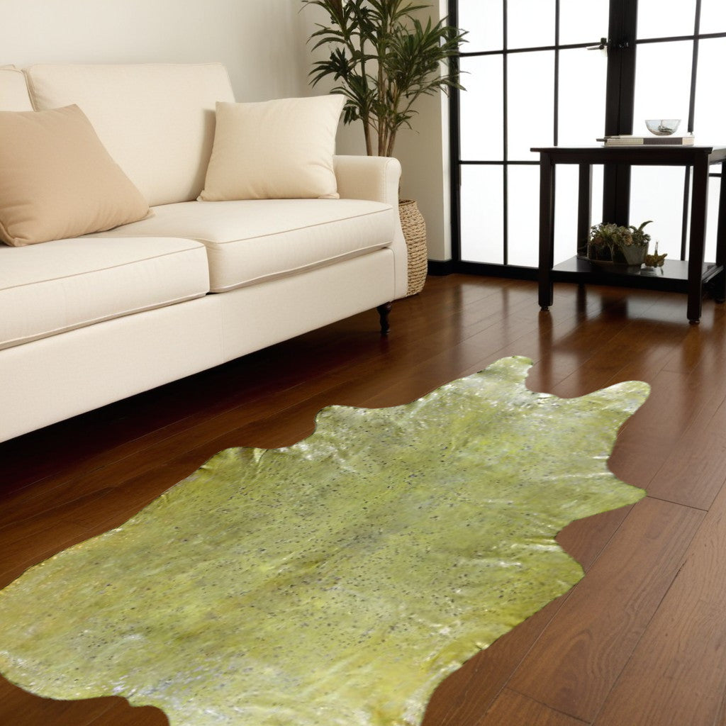 6' X 7'  Natural And Gold Genuine Cowhide Area Rug