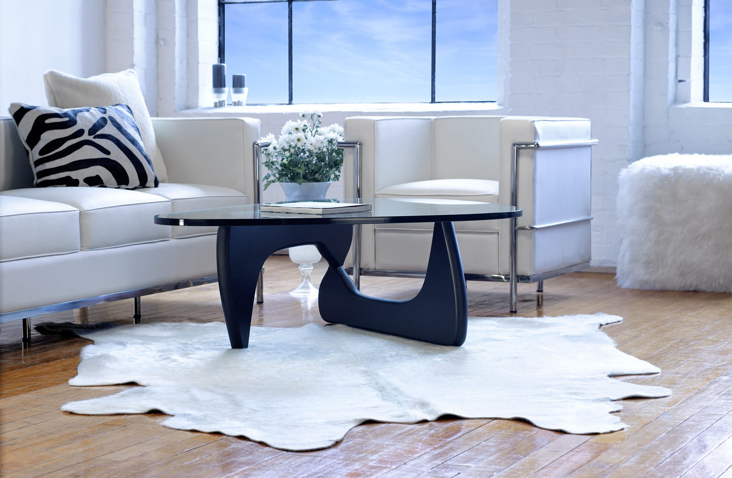 60" X 84" Off White Cowhide  Rug