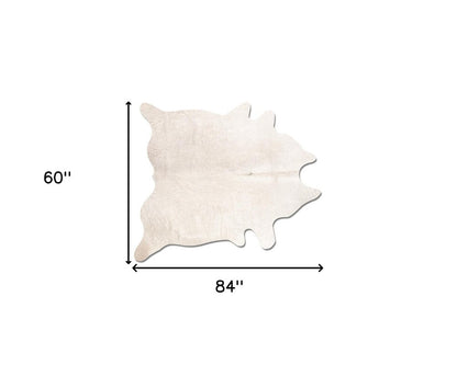 5' X 7' Off White Cowhide Cowhide Print Area Rug