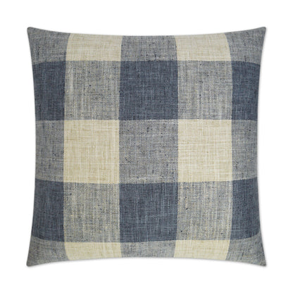 D.V. KAP HOME   24" x 24" Check Please Pillow - Blue Farmhouse, Plaid - Check    - 3174-B-2424