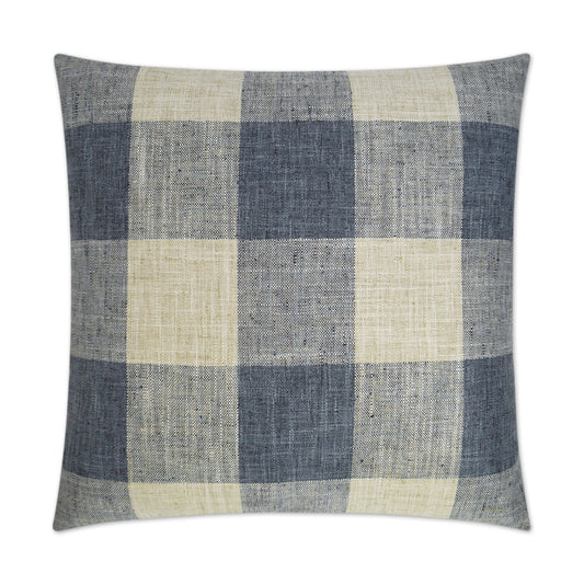 D.V. KAP HOME   24" x 24" Check Please Pillow - Blue Farmhouse, Plaid - Check    - 3174-B-2424