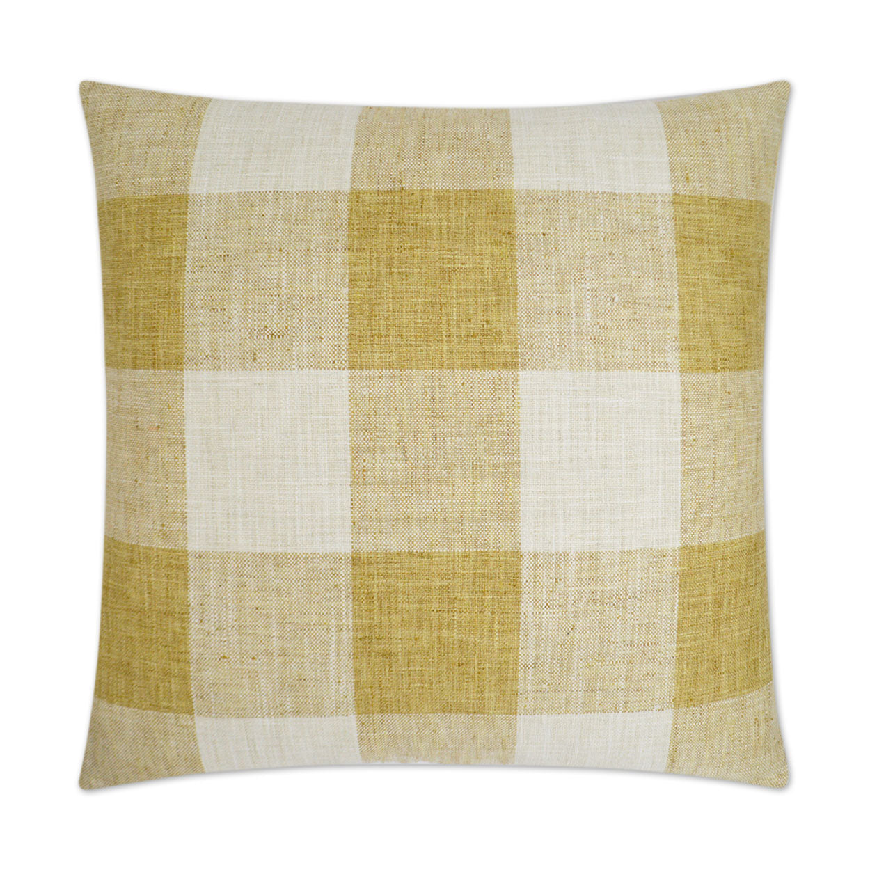 D.V. KAP HOME   24" x 24" Check Please Pillow - Yellow Farmhouse, Plaid - Check    - 3174-Y-2424