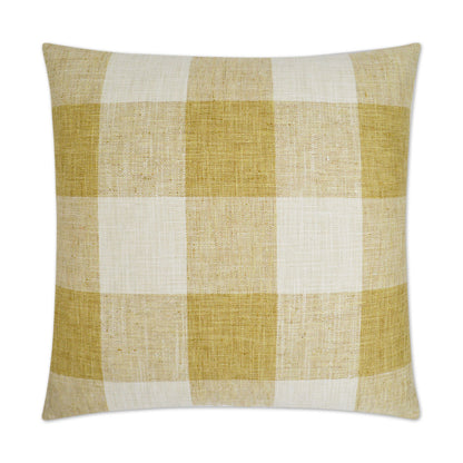 D.V. KAP HOME   24" x 24" Check Please Pillow - Yellow Farmhouse, Plaid - Check    - 3174-Y-2424