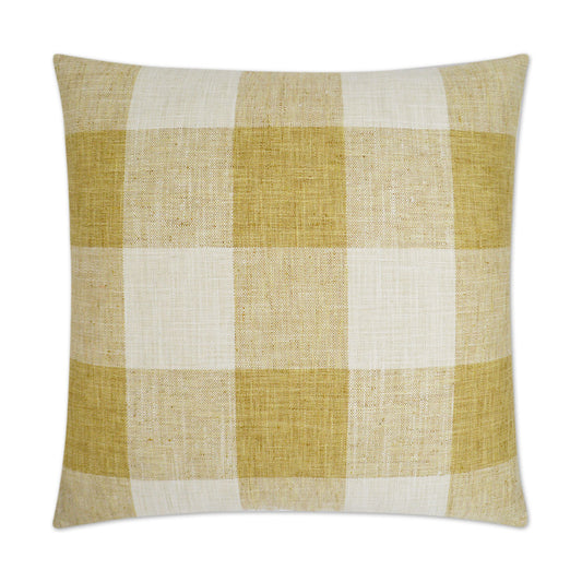 D.V. KAP HOME   24" x 24" Check Please Pillow - Yellow Farmhouse, Plaid - Check    - 3174-Y-2424