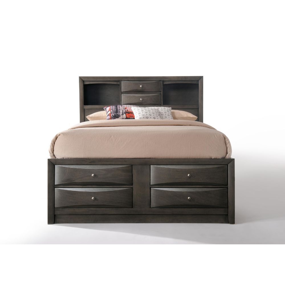 Gray Solid Wood Full Bed Frame