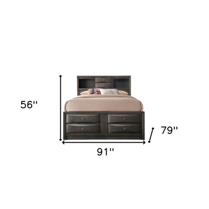 Gray Solid Wood King With Ten Drawers Bed Frame