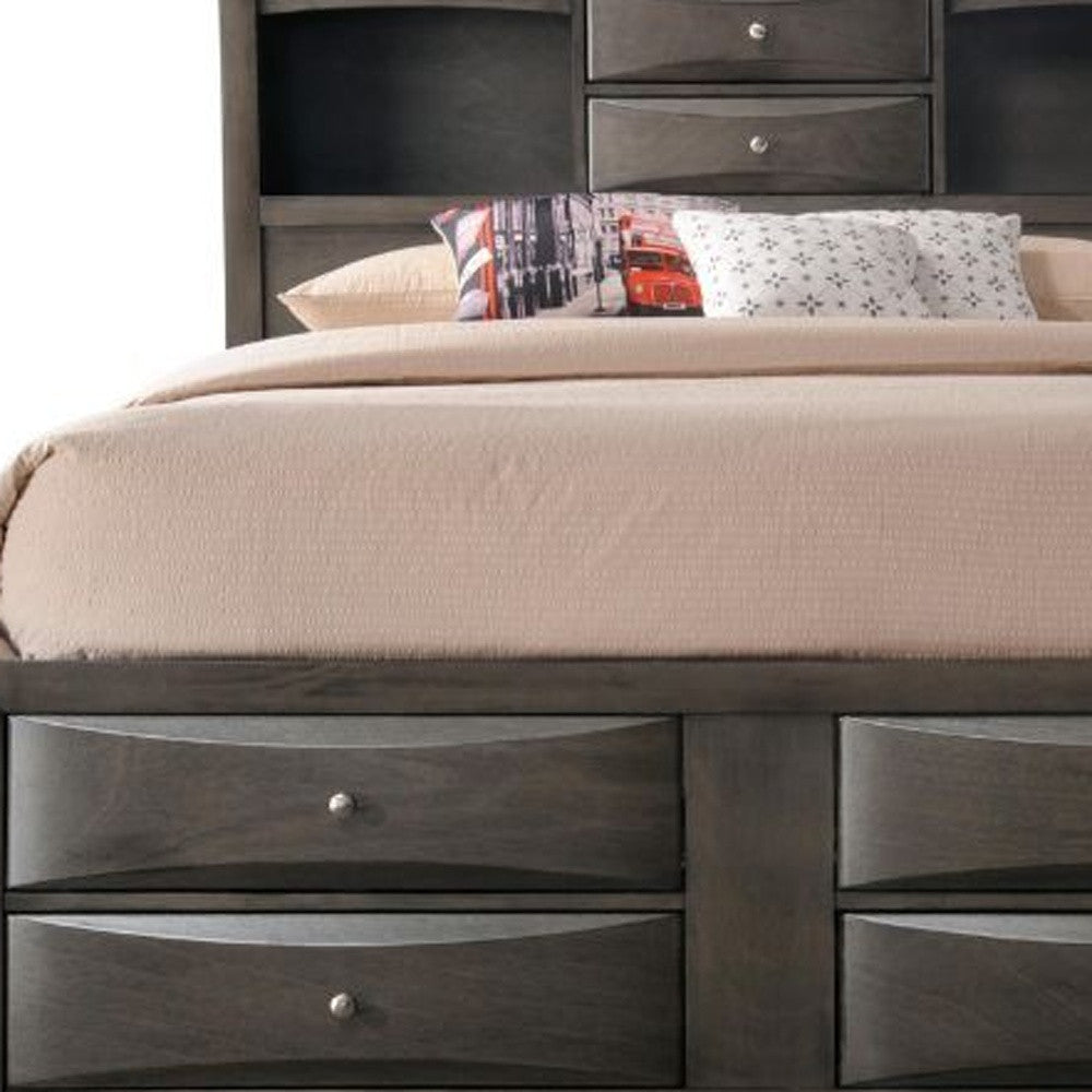 Gray Solid Wood Full Bed Frame