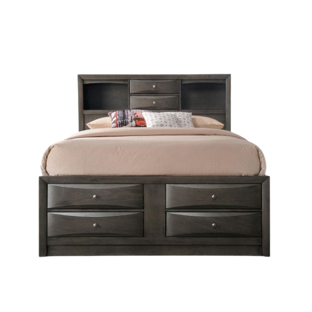 Gray Solid Wood Full Bed Frame