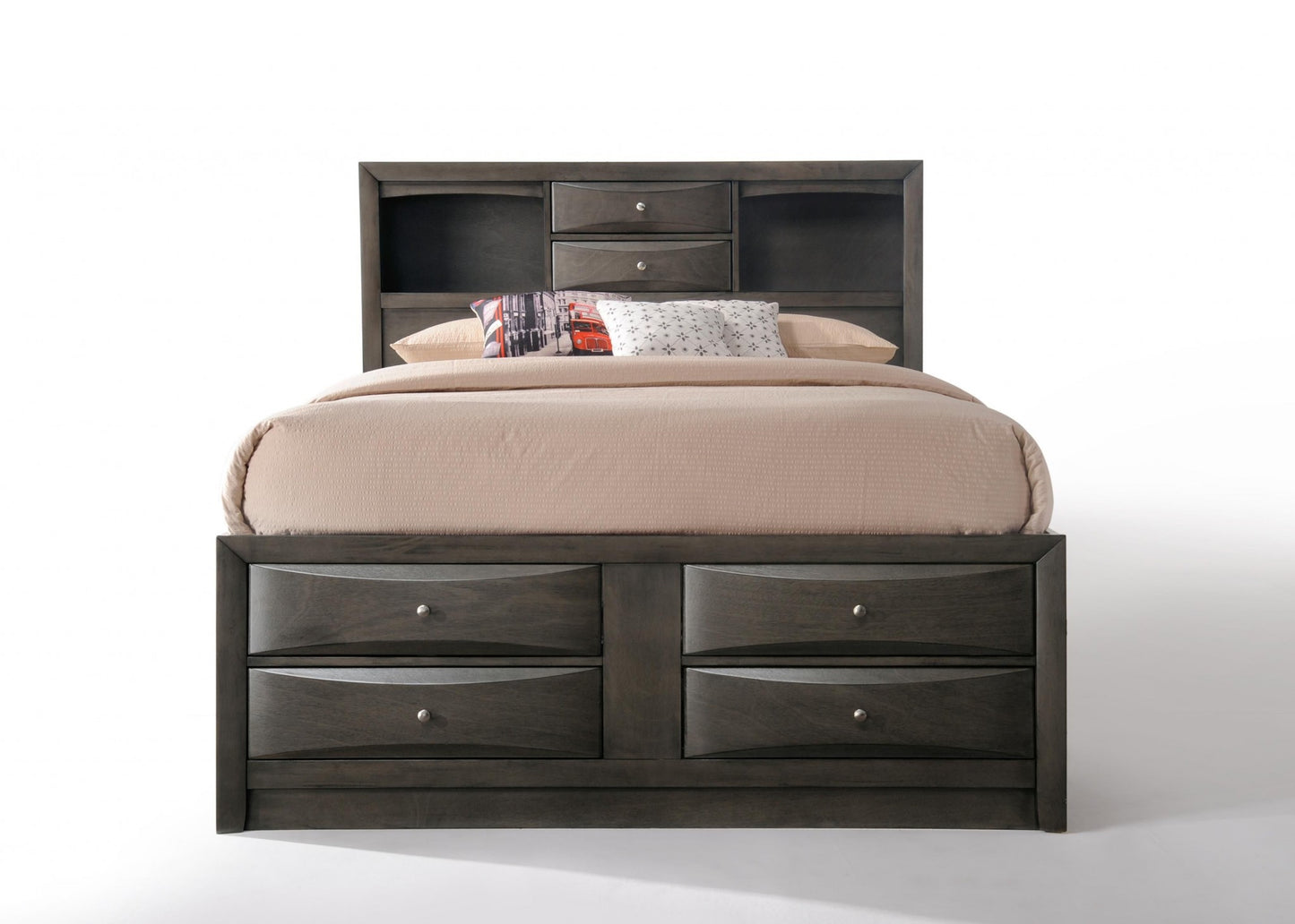 Gray Solid Wood Full Bed Frame