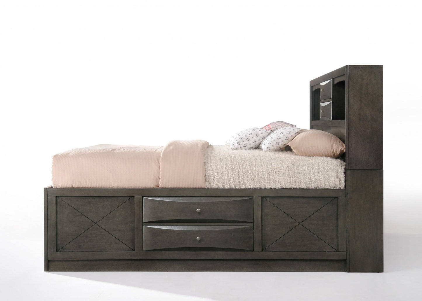 Gray Solid Wood Bed Frame