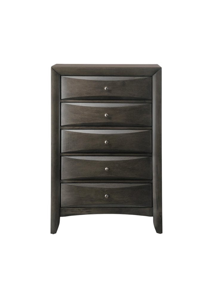 32" Gray Wood Five Drawer Dresser