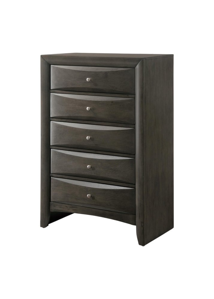32" Gray Wood Five Drawer Dresser
