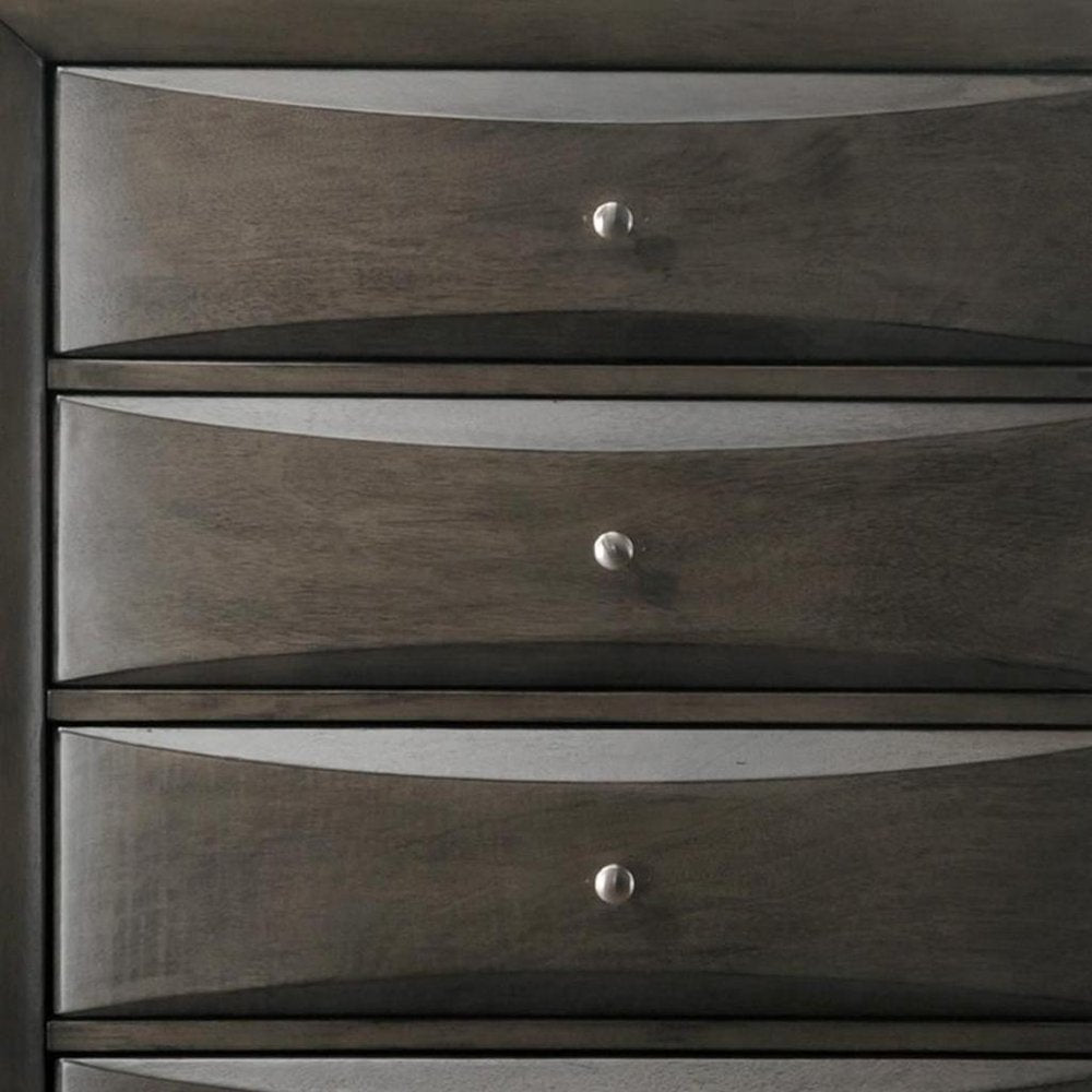 32" Gray Wood Five Drawer Dresser