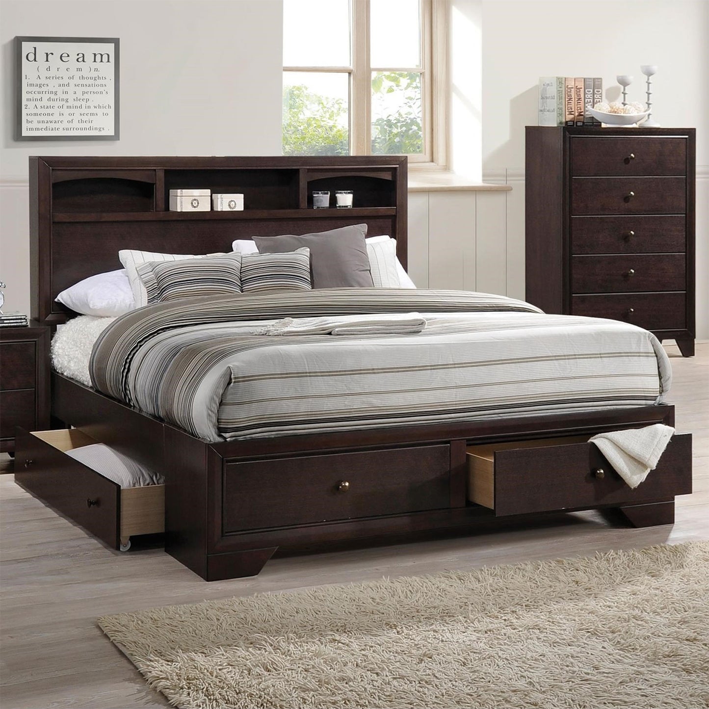 91" X 79" X 53" Espresso Eastern King Storage Bed