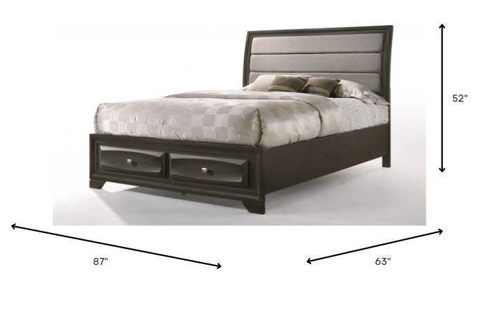Light Gray Queen Two Drawers Bed