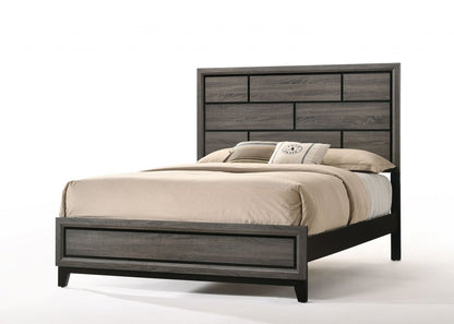 Gray solid wood queen bed frame