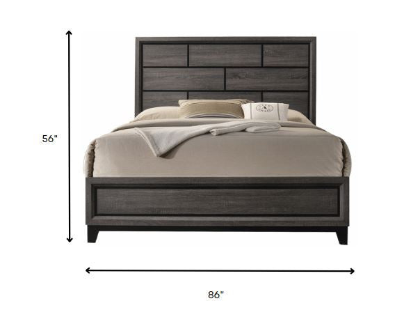 86" X 63" X 56" Queen Weathered Gray Paper Veneer Bed