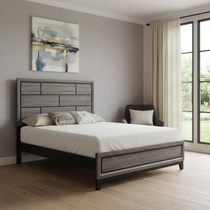 Gray Solid Wood Bed Frame