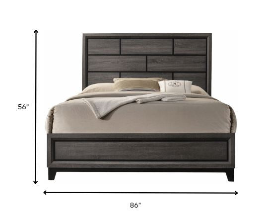 86" X 63" X 56" Queen Weathered Gray Paper Veneer Bed