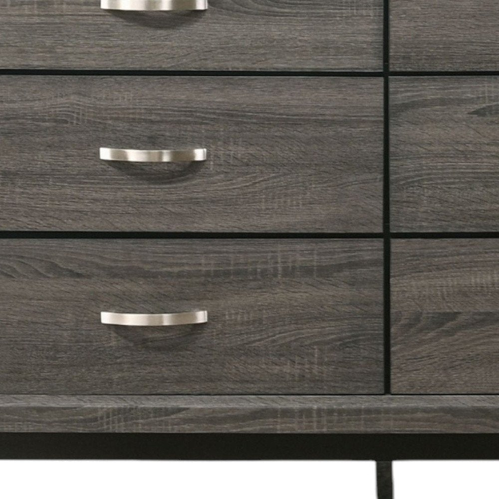 58" Gray Six Drawer Double Dresser