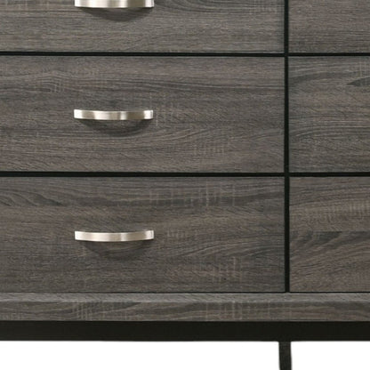 58" Gray Six Drawer Double Dresser