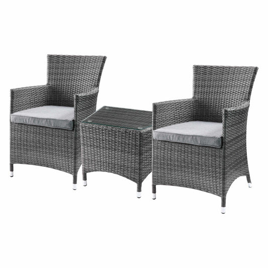 Updated Modern 3 Piece Green And Tan Wicker Patio Set