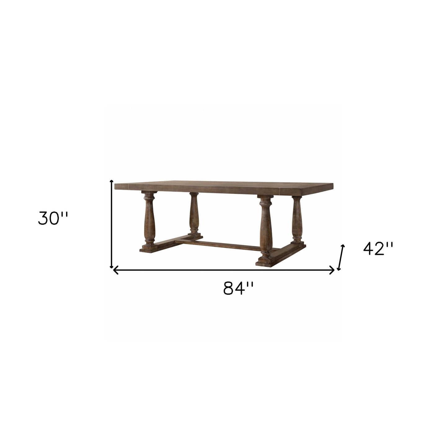 88" Light Gray And Gray Solid Wood Trestle Base Dining Table