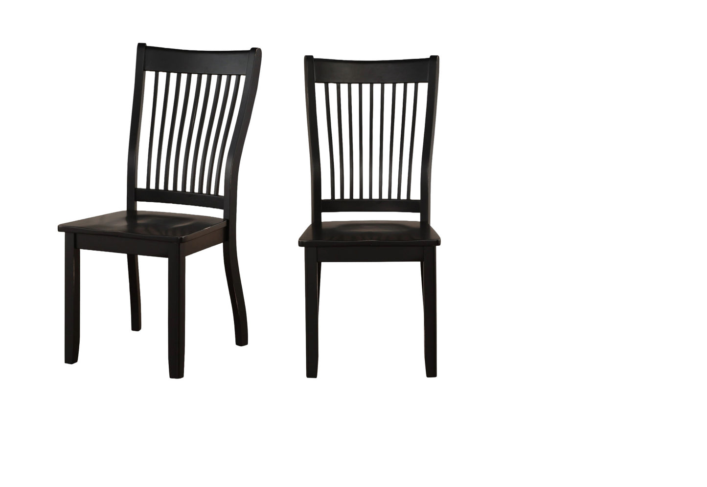 Set of Two Black Wood Windsor Back Dining Side Chairs
