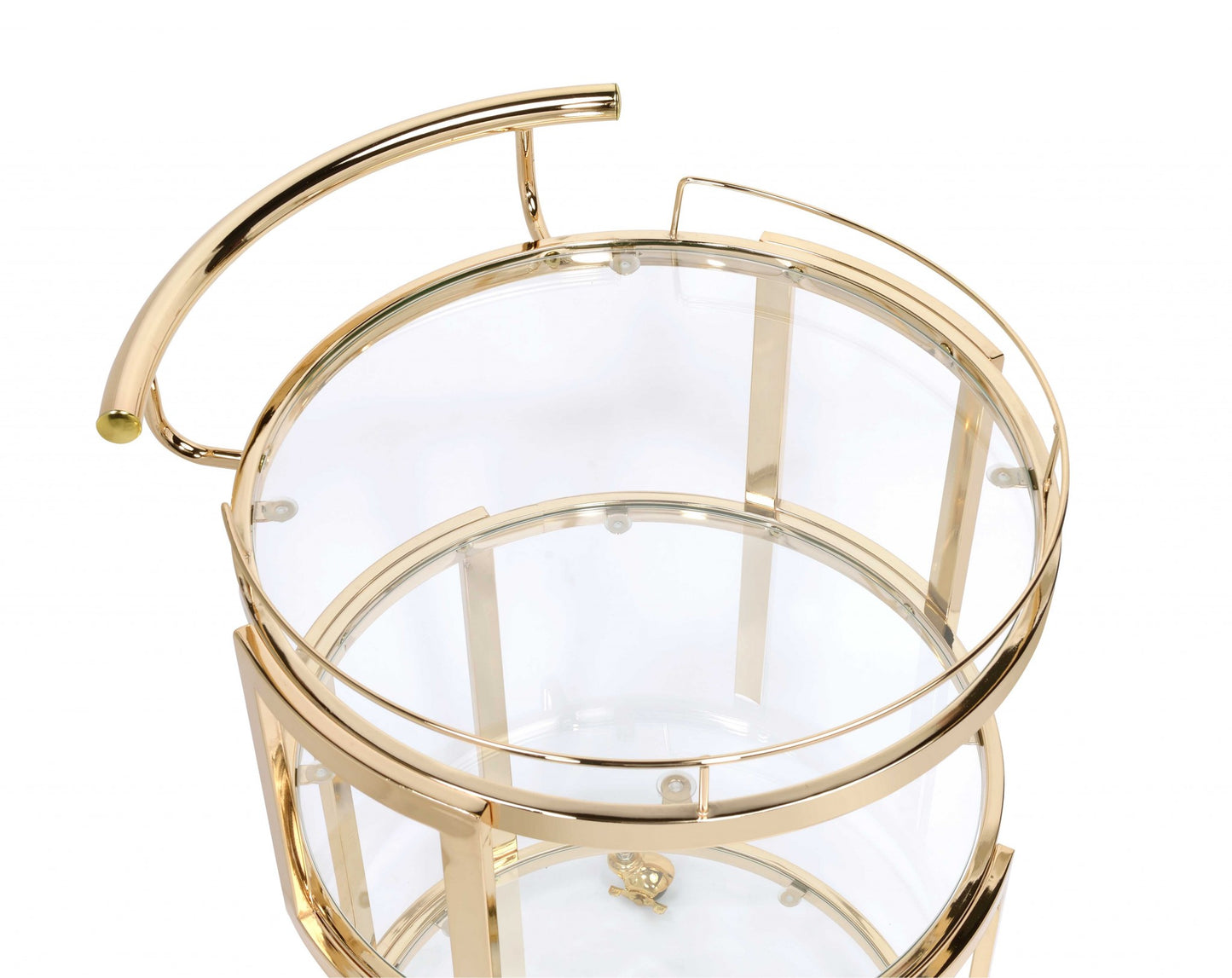 22" X 21" X 34" Gold And Clear Glass Serving Cart