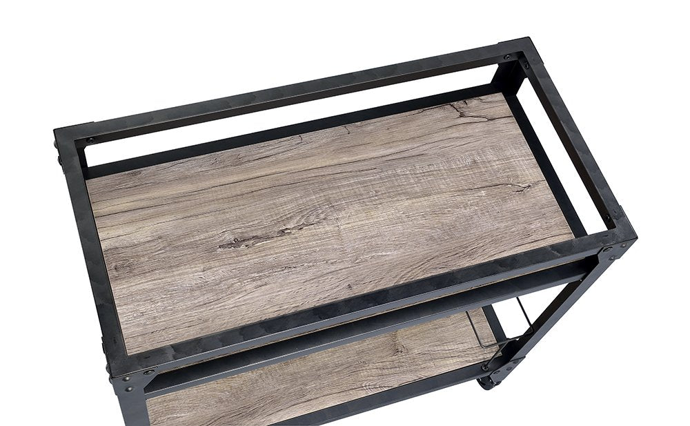 Black and Natural 32" Rolling Prep Table With Storage